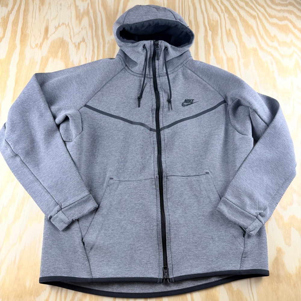 Nike Tech Fleece Full Zip Hoodie Mens Large Gray Heathered CU4489-063
